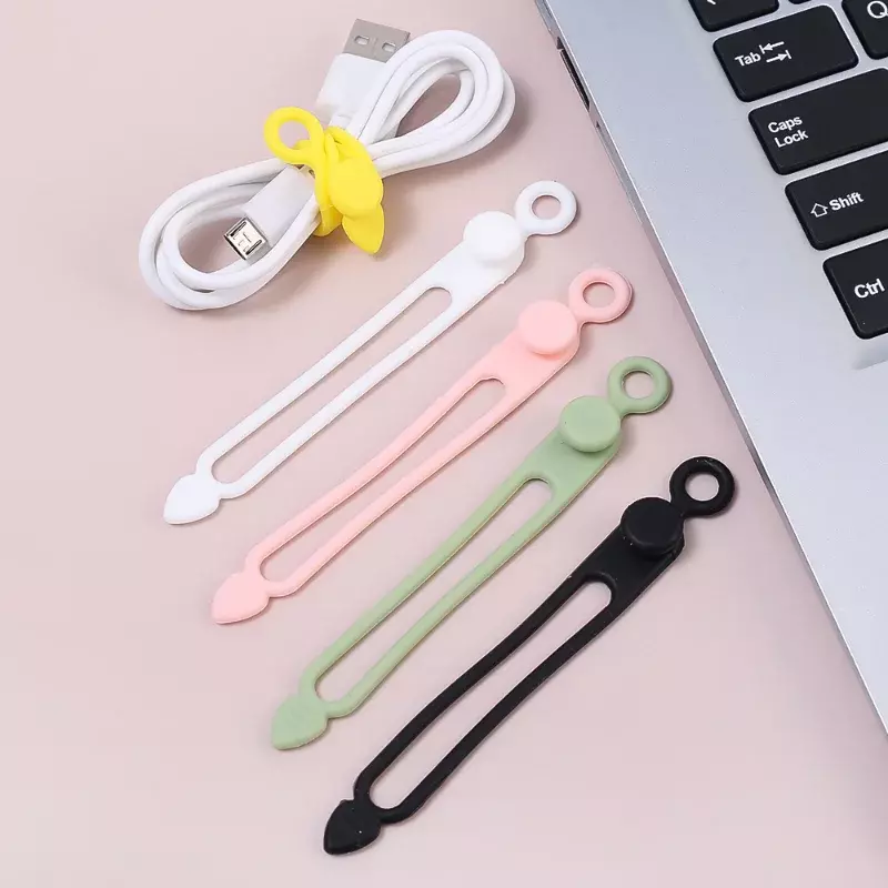 1/6Pcs Silicone Cable Ties Elastic Reusable Cord Organizer Strap for Bundling Organizing Phone Cable Wire Winder Wrap Management
