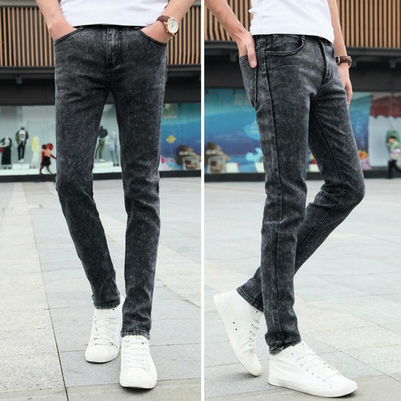 Eenvoudige Skinny Jeans Rits Knoop Fly Verkleden Comfy Tiener Slim Fit Potlood Jeans