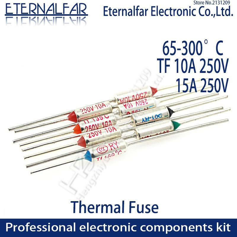 TF Thermal Fuse RY 10A 250V Temperature Fuses 65C 73C 75C 85C 100C 120C 130C 152C 165C 172C 185C 192C 216C 240C 280C 300C kit
