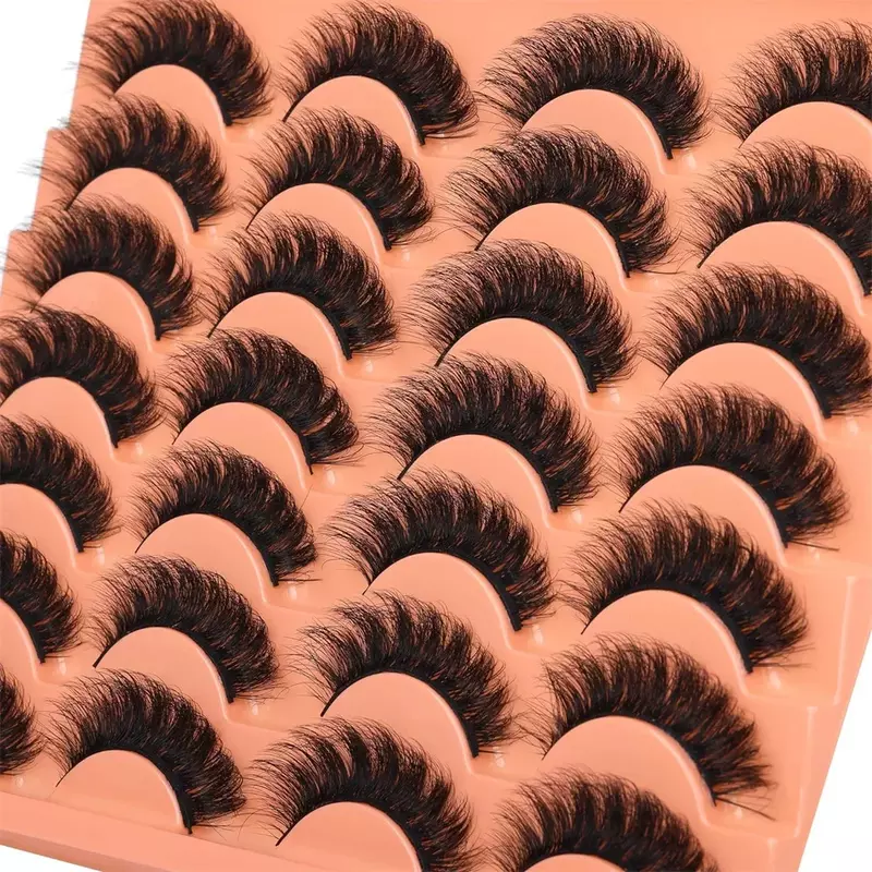 14 Pairs Natural Look False Eyelashes Thick Fluffy Faux Mink Lashes Pack   Cat Eye Lashes that Look Like Extensions Black