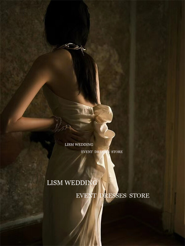 Lism träger losen V-Ausschnitt Korea Abendkleider Fotoshooting Organza Schärpe Hochzeit Abschluss ball Anlass Kleid benutzer definierte rücken freie Party kleid