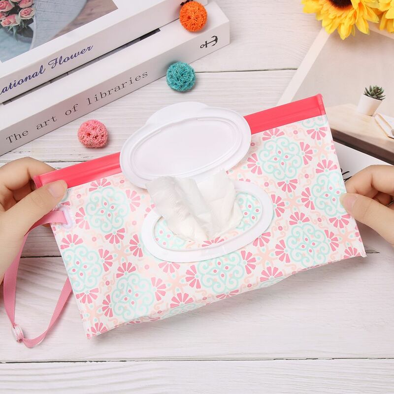 Cartoon Pattern EVA Baby Wet Wipe Bag Flip Cover Cleaning Wipes Holder Case Reusable Refillable Tissue Box Stroller Accessories