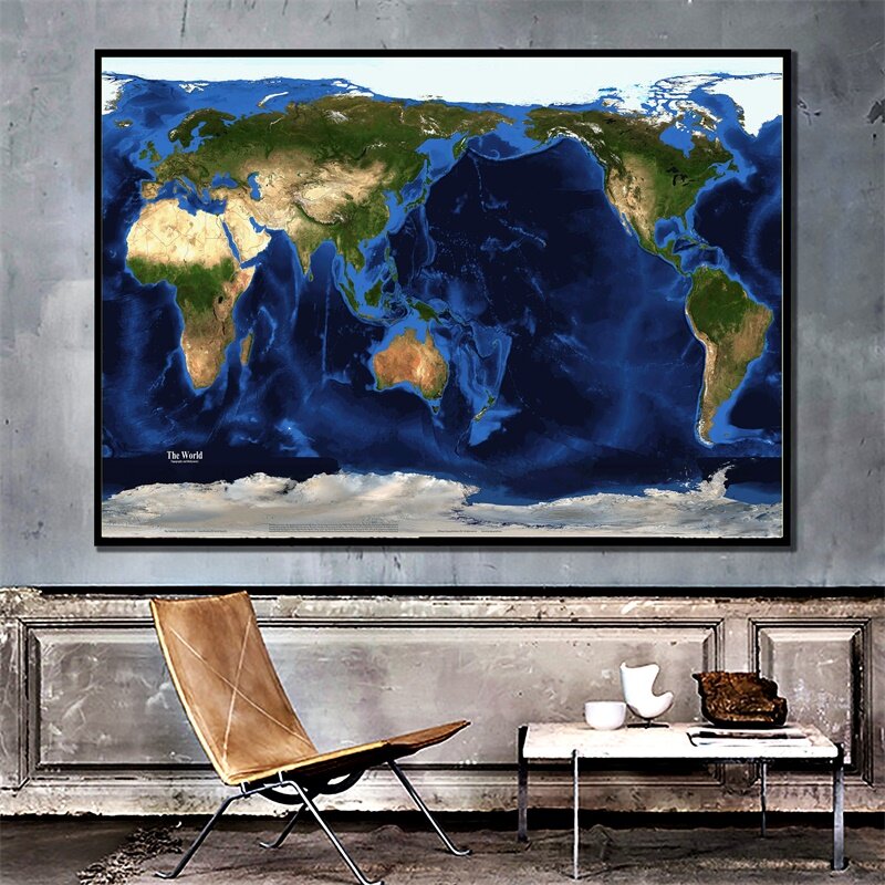 59*42Cm Peta Dunia Poster Seni Dinding Non-woven Lukisan Kanvas Cetakan Dekoratif Dekorasi Rumah Perlengkapan Kantor