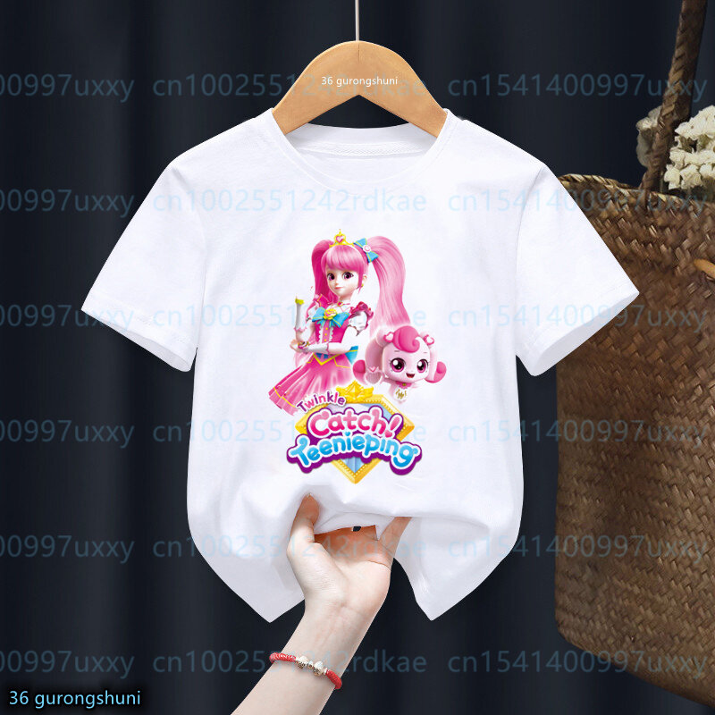 Koszulka dla dziewczynek koreańska animacja Tini Ping nadruk kreskówkowy koszulka dziecięca śliczny chłopiec koszulka moda na co dzień chłopcy/dziewczęta ubrania koszula