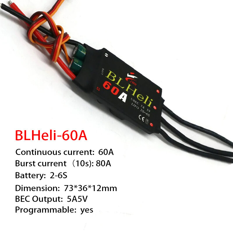 BLHeli-Dron teledirigido sin escobillas con UBEC para cuadricóptero, cuadricóptero de 1 a 3 piezas, 20A, 60A, 80A
