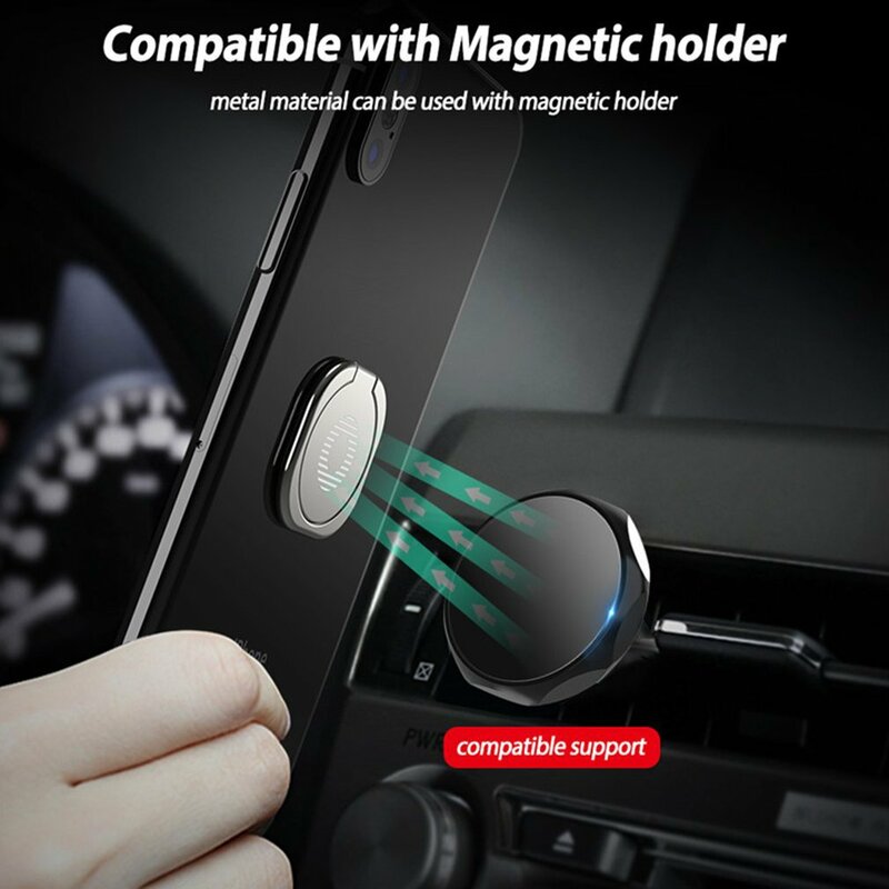 Suporte redondo do anel do dedo para o telefone móvel, luz, 360 graus, para o smartphone, montagem do carro, dropshipping