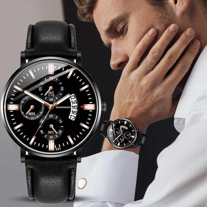 Moda Quartz Relógios Diamantes Redonda Pulseira De Couro Relógios De Pulso Elegantes Relógio De Negócios