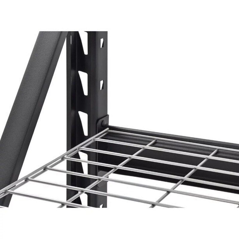 Home Storage Rack, 4-Tier Welded Steel Storage Rack, Black 77"W x 24"D x 72"H