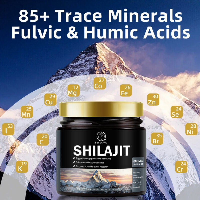 BEEAAUU-Suplementos minerais originais para mulheres e homens, ácido fúlvico, Shilajits sabor, 85 Plus Trace minerais, saúde amarga