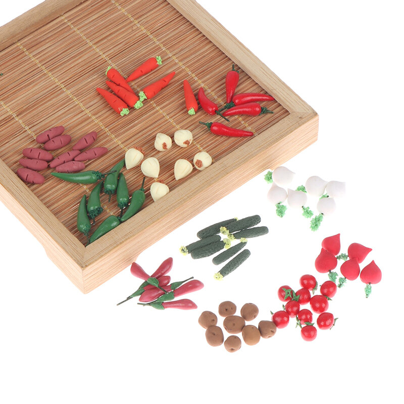 10Pcs 1/12 Scale Kinds of Vegetables Model Mini Vegetables Pretend Play Mini Food Play Dollhouse Miniature