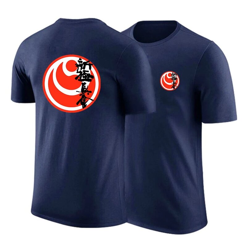 Camiseta de algodão Kyokushin karatê masculina, top comum de manga curta, Harajuku, impressão em cores sólidas, venda quente, verão, moda, 2024