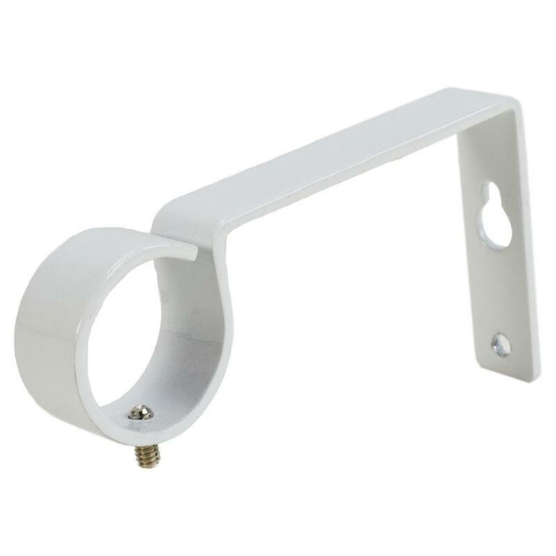 2pk Universal Dual-Mount Curtain Rod Brackets White Ceiling/Wall Mount Fits Rods up to 1.25in Steel Sold as Pair