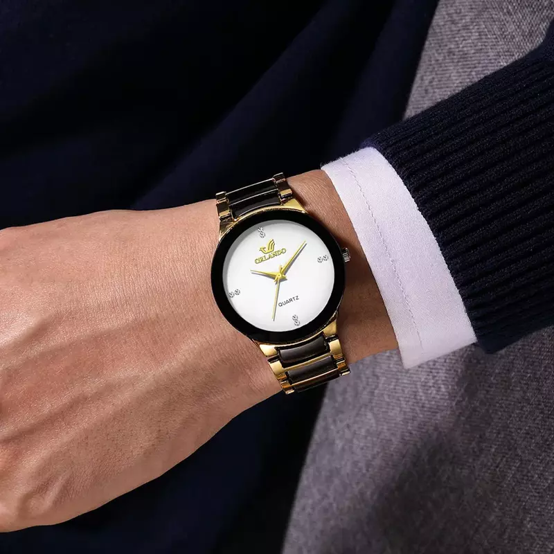 Relógio de pulso de quartzo de aço masculino luxo, relógios legais, ouro preto, relógio requintado, moda, nova chegada