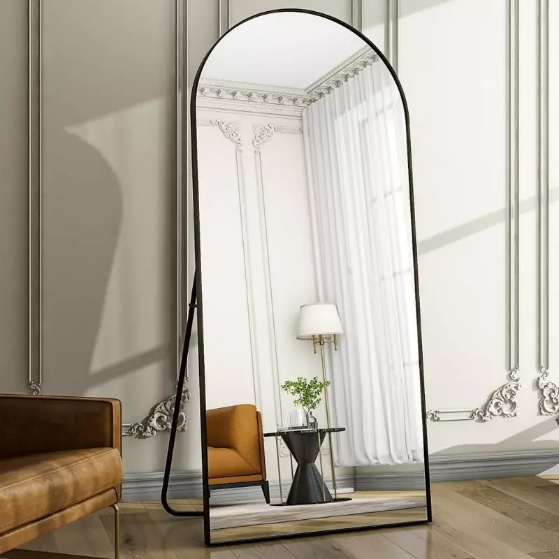 Miroir de Sol Noir à Encadrement Profond de 71x30 Pouces, Accessoire Mural à LED, Mobilier de Salon, Maison, Sans Fret