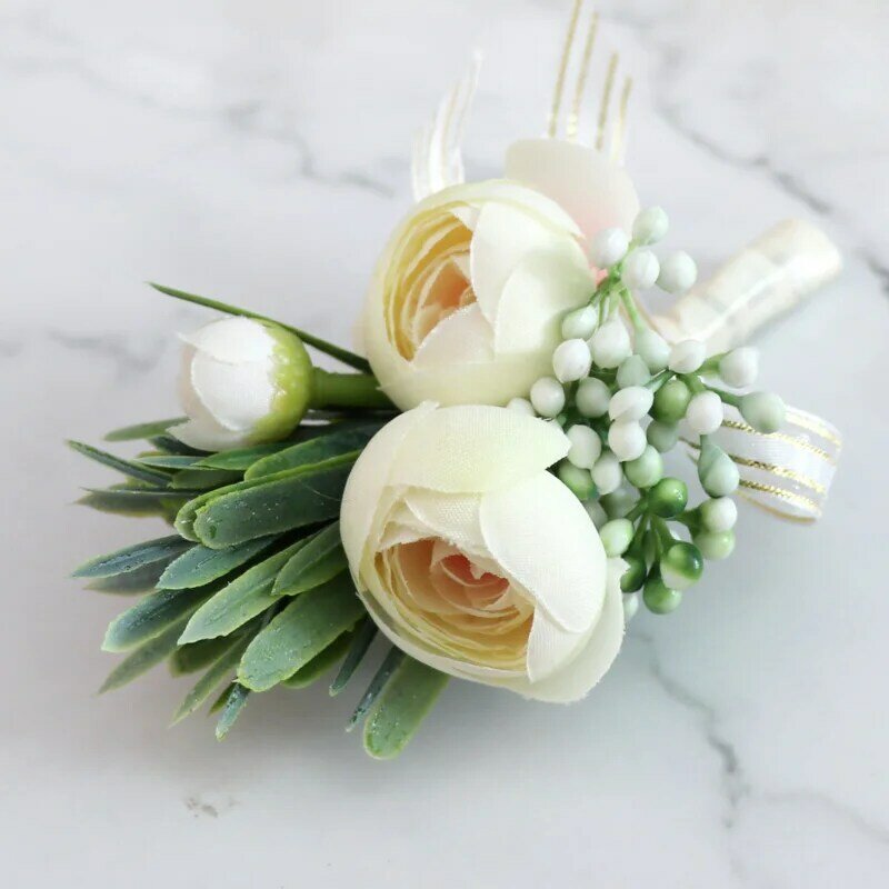 Бутоньерки, цветы, искусственные розы, шелковая корсажная бутоньерка цвета слоновой кости, бутоньерка для шафера, бутоньерка для мужчин, свадебные аксессуары