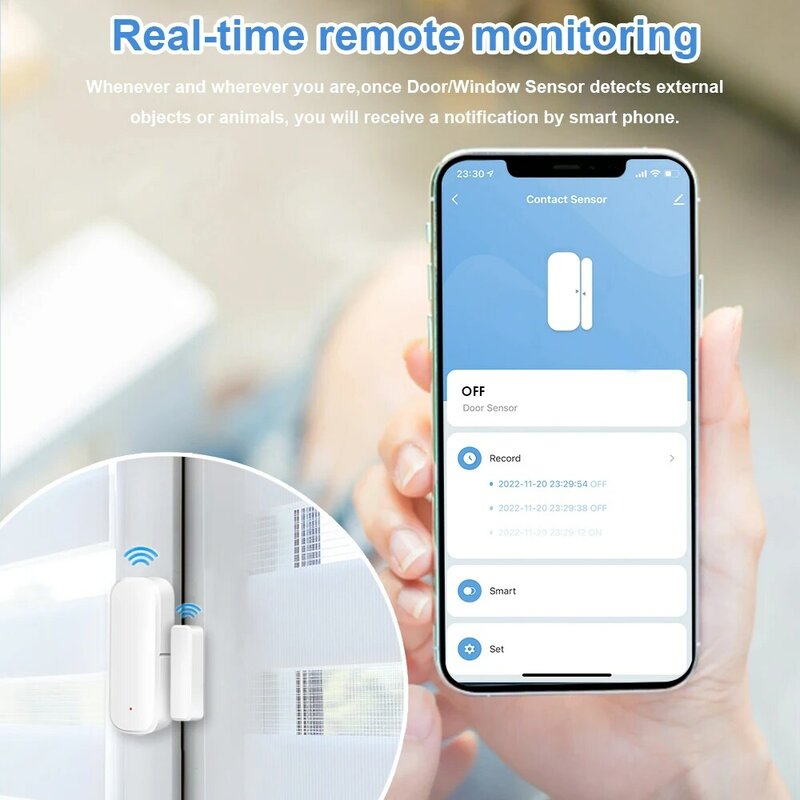 Tuya Zigbee-Sensor inteligente para puerta y ventana, sistema de alarma magnética de protección de seguridad para el hogar, Control de vida inteligente a través de Alexa y Google Home