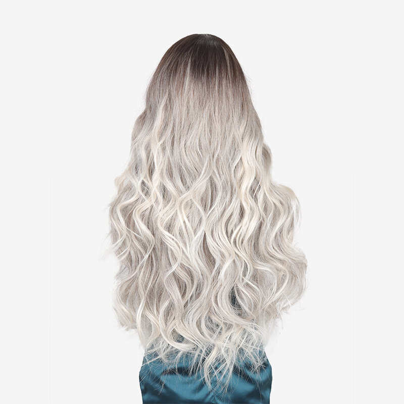 SNQP 24-дюймовый длинный кудрявый серебристо-серый парик Новый Стильный парик для женщин ежедневный Косплей вечерние Термостойкое высокотемпературное волокно
