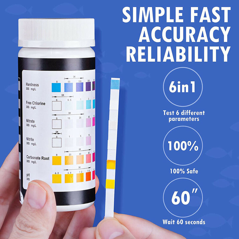 Water Quality Test Strips6-in-1 PH Test Strips For Water Testing 50 Strips Swimming Pool Test Strips For Fish Pond Water