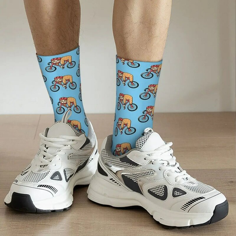 Hip-hop Cute Sleeping Sloth Basketball Socks Bicycle Polyester Middle Tube Socks for Unisex Non-slip