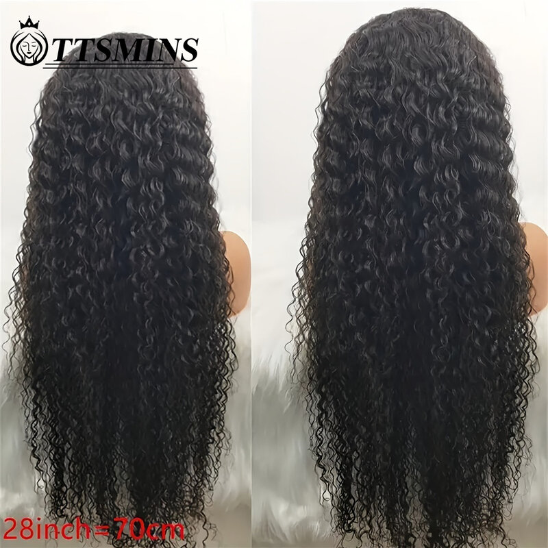 Natural Black Wet And Wavy Wigs Human Hair Pre Plucked Glueless Curly Lace Front Wig Human Hair Water Wave Lace Frontal Wigs180%
