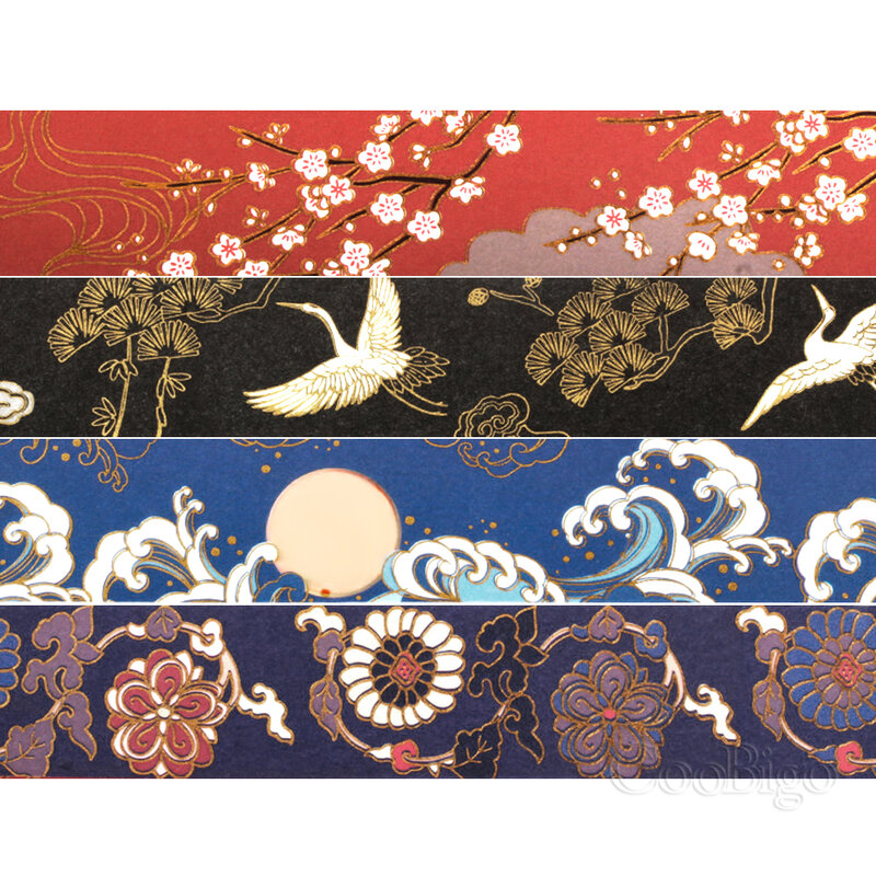 Fita adesiva adesiva decorativa, estilo chinês vintage, adesivo DIY Scrapbooking, fita Washi, preto, azul, marinha, vermelho, 5 metros, 30mm de largura