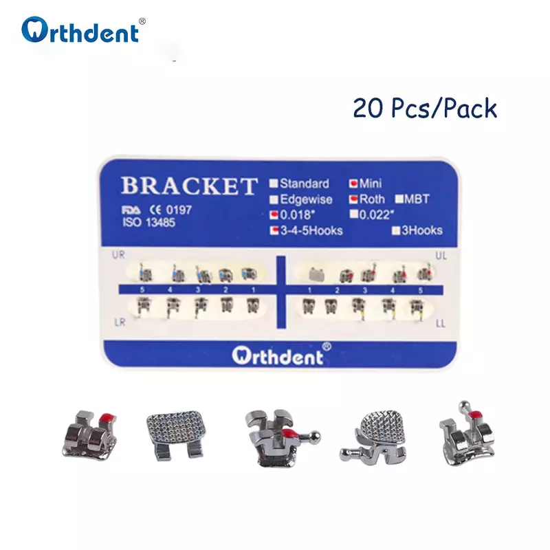 10 Packs Dental Orthodontic Metal Braces Bracket Mini Roth/MBT/Edgewise 022/018 Hooks 3-4-5 Dentist Bracket Dentistry Tools