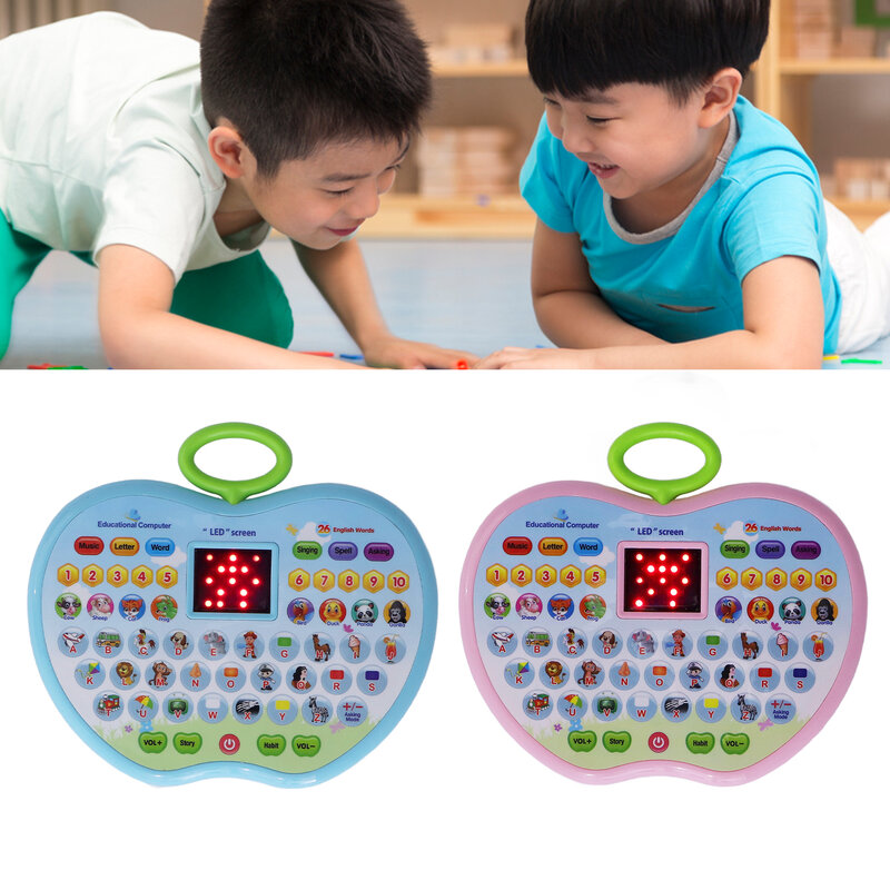 Máquina de aprendizaje para niños, juguete portátil con sonidos y letras musicales, ortografía, número, comida y reconocimiento de animales
