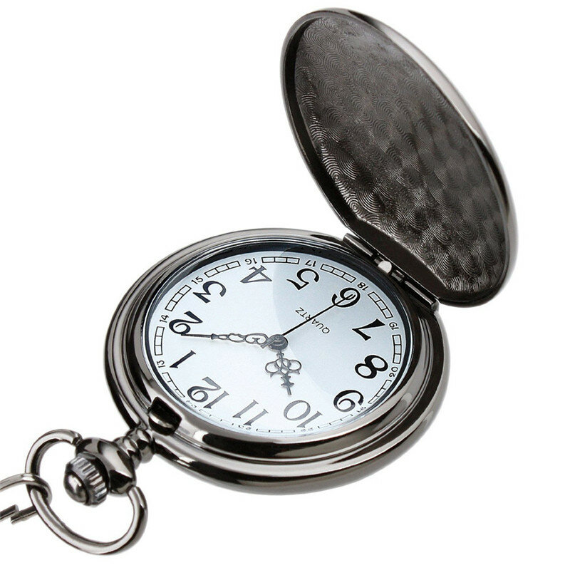 ساعة جيب عتيقة مع كلمات زوجي ، ساعة حركة كوارتز صياد كامل ، عرض أرقام عربية ، ساعة سلسلة قلادة