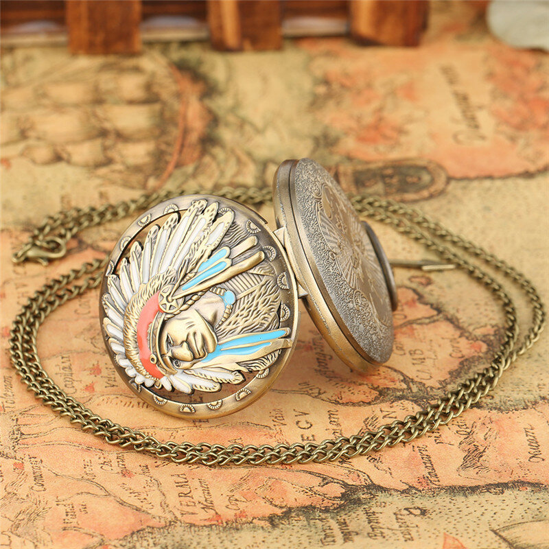 Old Fashion Indian Man Design arabo numero orologio da tasca al quarzo per uomo donna collana ciondolo a catena freccia Gadget Reloj