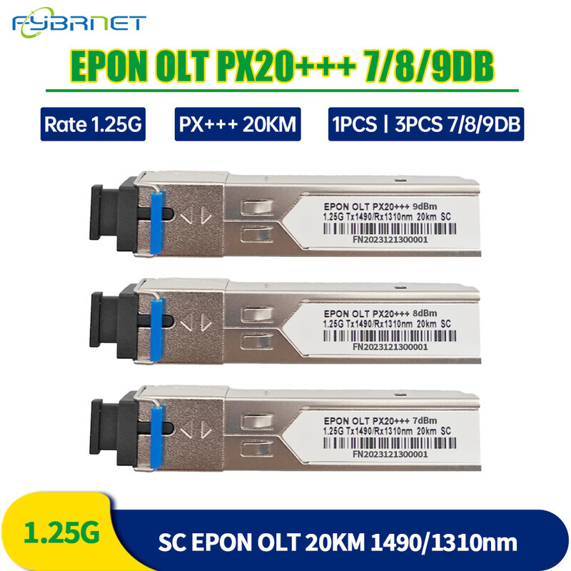 EPON PX20+++ 20KM 1.25G Optical Fiber PON Module 7/8/9db SC Port fibra module Compatible with BDCOM TPLINK Ubiquiti HIOSO VSOL