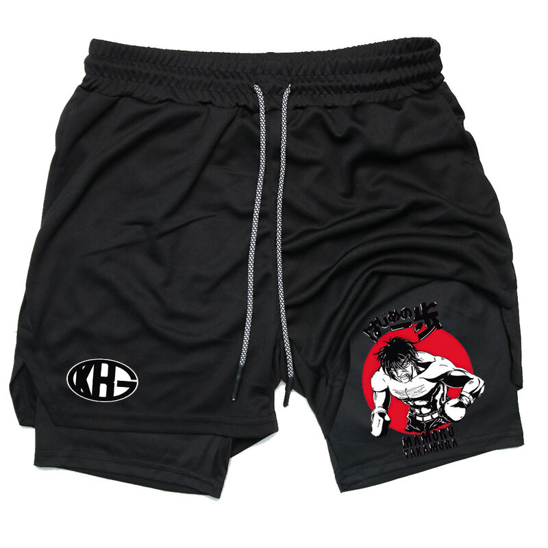 Pantalones cortos de compresión de secado rápido para hombre, Shorts transpirables con bolsillos, estampado de Anime, para rendimiento, gimnasio y entrenamiento, M-3XL