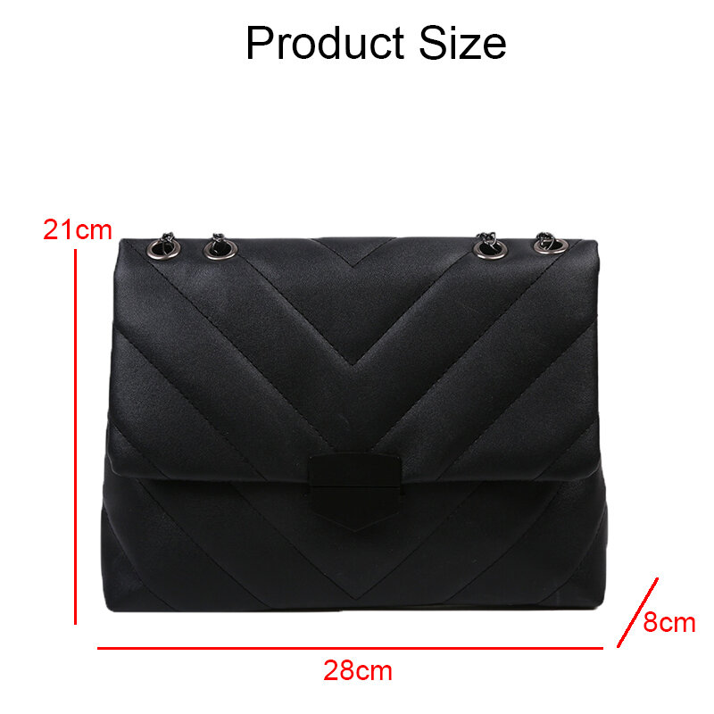 Fashion Trend Pattern Chain Underarm Shoulder Bags for Women Solid Color Casual Retro PU Leather Ladies Crossbody Bags Handbags