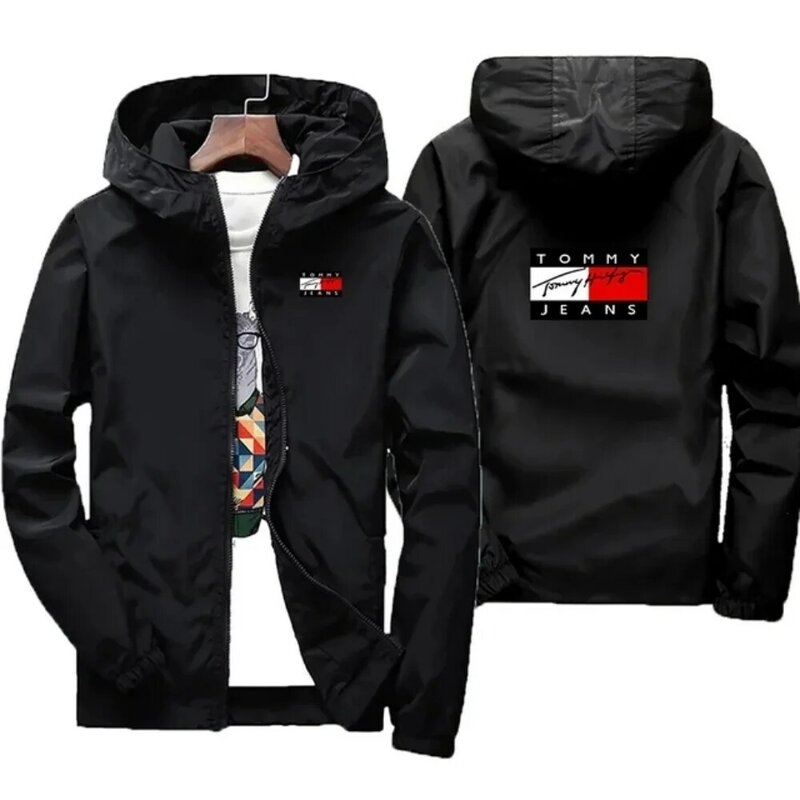 2024 New Men's Spring and Autumn, windproof, rainproof, zippered, casual, fashionable, 7XL large jacket, innovative hooded sport