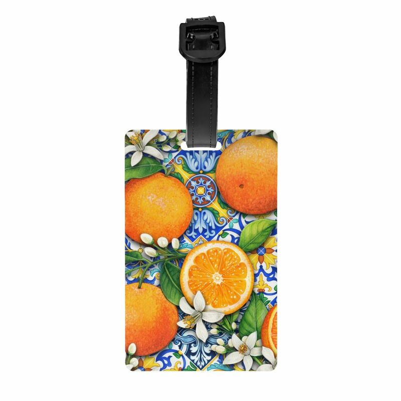 Mediterranean Tiles Oranges Lemons Luggage Tags for Suitcases Fashion Baggage Tags Privacy Cover ID Label