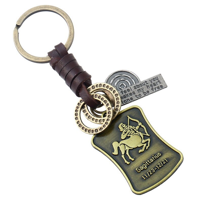 Keychains Constellation Tag Key Pendant Retro Key Chain For Men Women Trendy Jewelry Car Keyrings Charm