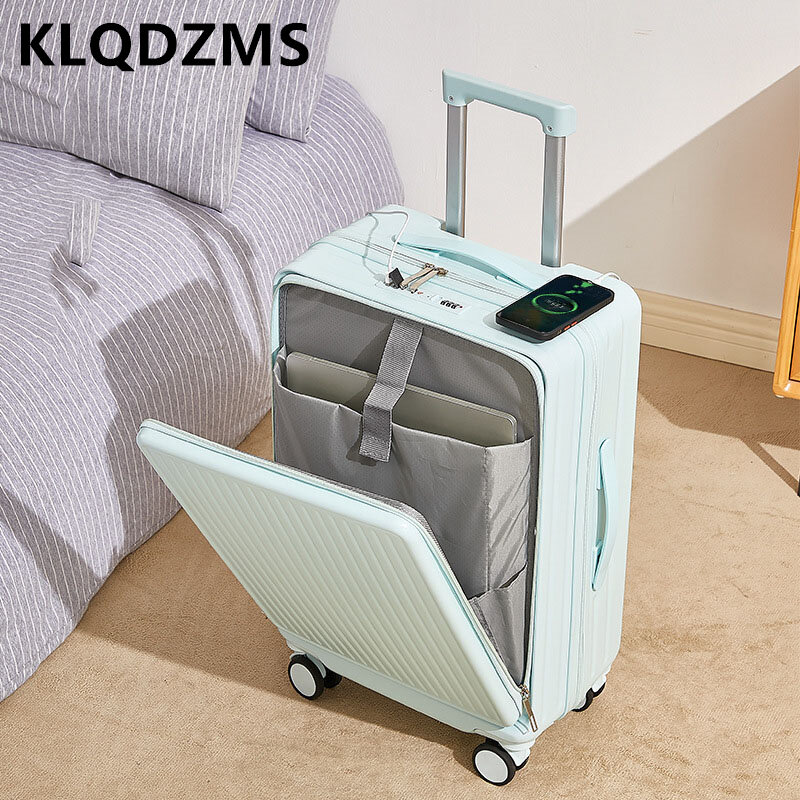 KLQDZMS 20 22 24 26 28 дюймов простой мужской и женский чемодан для ручной клади, портативный чемодан с передней крышкой, прочный чемодан для посадки