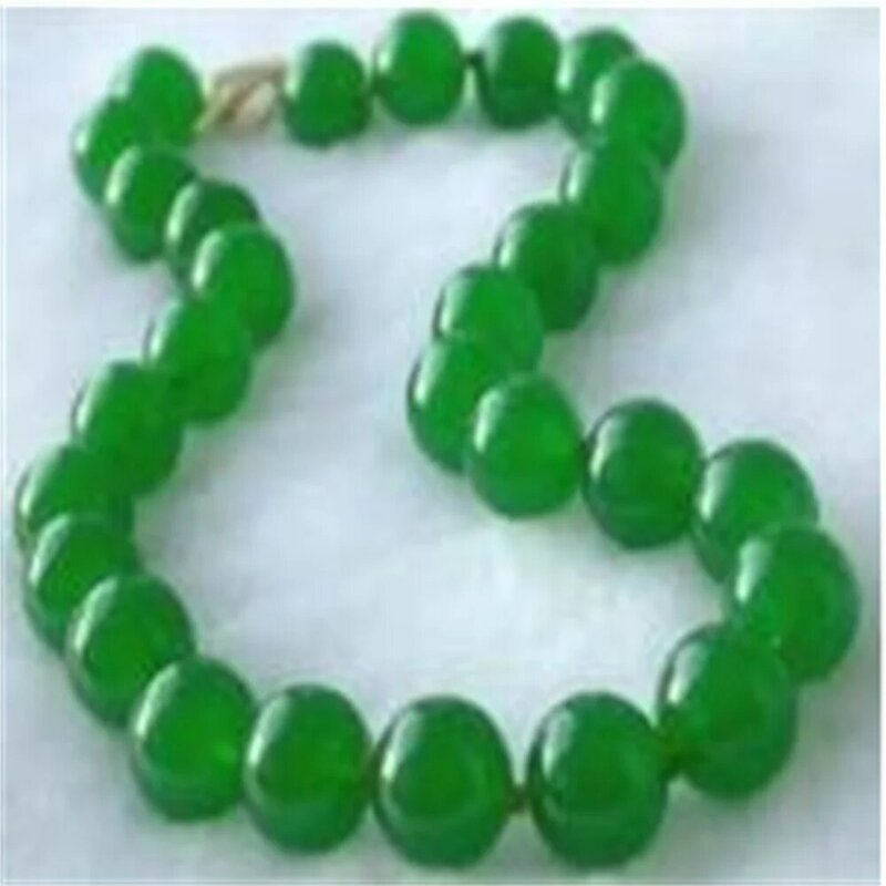 Colar frisado de pedra verde natural 46cm da joia de 12mm