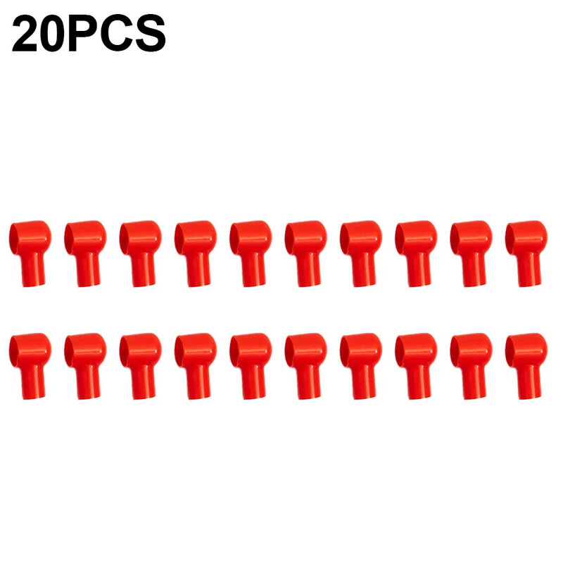 20PCS 12x20mm Red Battery Insulation Cover Boots Insulating Protective Lug Cap Vehicles Truck Car Interior Accessories Clip