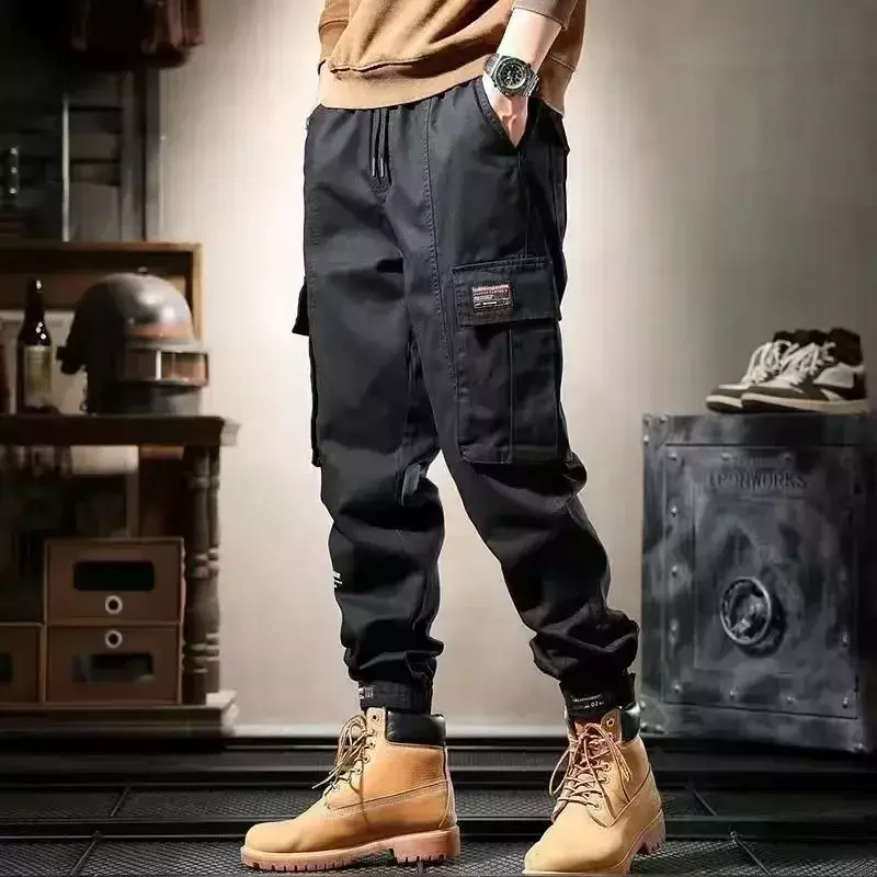 Male Trousers Multi Pocket Black Men's Cargo Pants Autumn Multipockets Regular Fit Cotton Big Size Large High Quality Emo Cheap