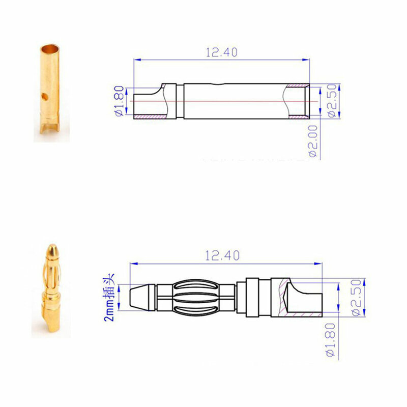 YUXI RC 배터리 금도금 총알 바나나 플러그, 고품질 암수 총알 바나나 커넥터, 2mm, 3mm, 3.5mm, 4mm, 5mm, 5.5mm, 6mm