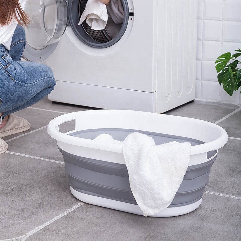 24L Hot Selling Silicone Dirty Laundry Basket Folding Collapsible Home Storage Basket