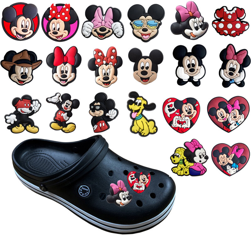 Disney 1 pz carino topolino e Minne ciondoli per scarpe in PVC cartone animato sandali da giardino accessori per zoccoli fibbia decorare ragazza regalo per bambini