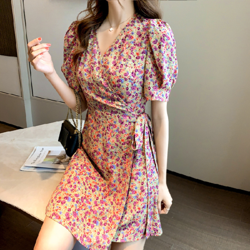 2024 New Korean Spring/Summer Fashion Skirt Printed Dress Women's Retro French Slim and Elegant A-line Skirt