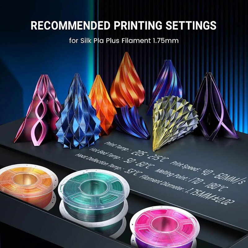 Jayo PLA ไส้หลอด3D ผ้าไหมสีรุ้ง PLA PLUS 3D รุ้งสำหรับเครื่องพิมพ์3D FDM ผ้าไหม PLA + สีคู่/สามสี5ชิ้น/เซ็ต