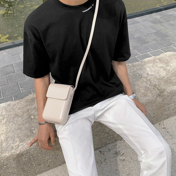 Kaus lengan pendek longgar untuk pria, kaos longgar y2k leher bulat kelas atas merek trendi gaya Korea Musim Panas 2024
