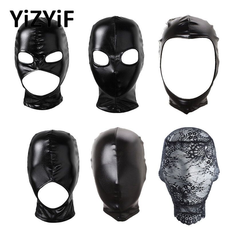 Maschera per il viso in lattice donna uomo Unisex bocca aperta e copricapo maschera per il viso maschera per cappuccio Costume da gioco di ruolo Cosplay Sexy