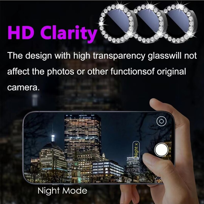 Shiny Bling Diamond Camera Lens Protector For Samsung S24 Ultra Rhinestone Glitter Metal Screen Protect Film For Galaxy S24U