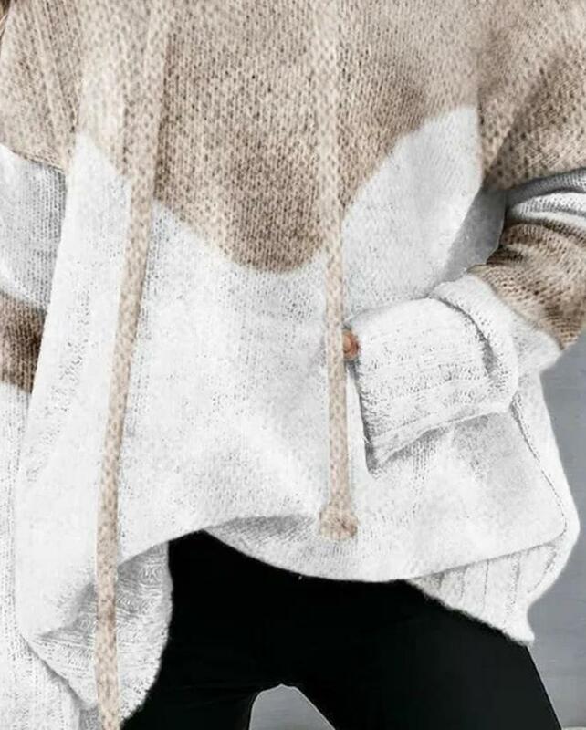 Y2K одежда женский свитер 2023 Осень/Зима Новый Модный повседневный плотный свитер с длинным рукавом и цветными блоками