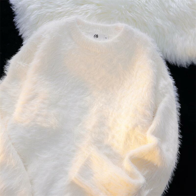 Мужской свитер с круглым вырезом, Свободный Повседневный трикотажный пуловер большого размера, S206, Осень-зима 2024