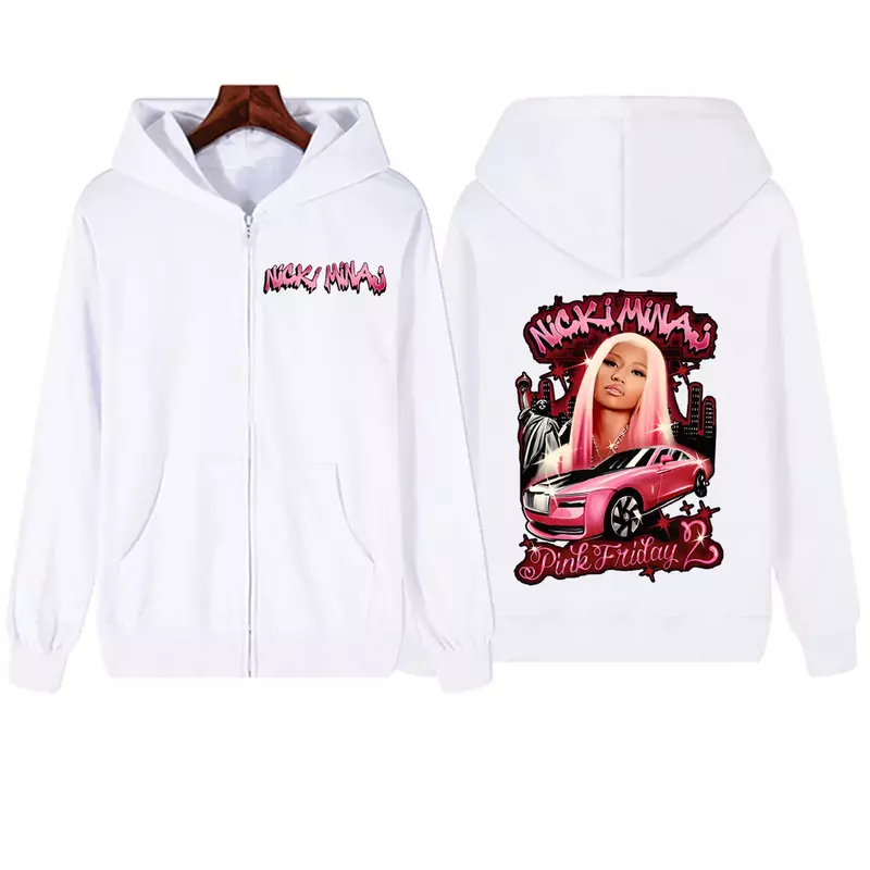 Sudadera con capucha con cremallera de Nicki Minaj Tour, Jersey Harajuku, Tops de manga larga, ropa de calle, regalo para fanáticos, Unisex, 2024